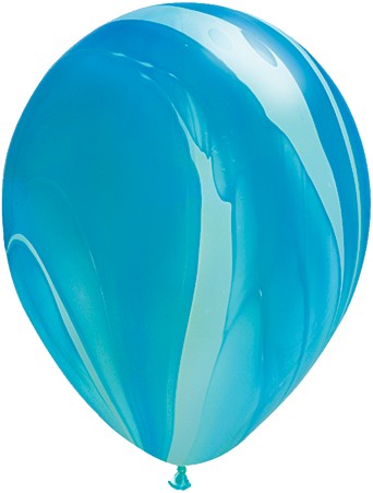 Qualatex SuperAgate Blue Rainbow Regenbogen blau marmoriert 27,5cm 11" Latex Luftballons