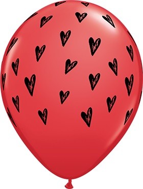 Hearts Herzen rot 27,5cm 11" Latex Luftballons Qualatex