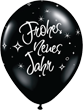 Frohes neues Jahr Silvester schwarz 27,5cm 11" Latex Luftballons Qualatex