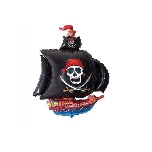 Schwarzes Piratenschiff Folienballon 91cm 36"