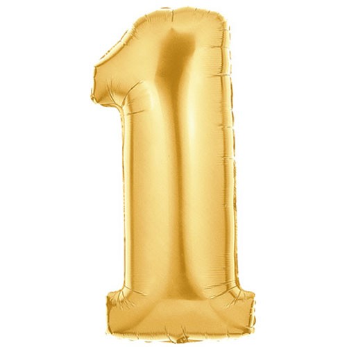 Große Folienballon Zahl 1 (gold) 101cm