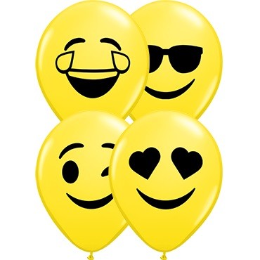 Smiley Faces Emoji Yellow Gelb 12,5cm 5" Latex Luftballons Qualatex