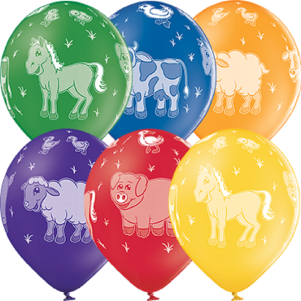 Farm Animals Pferd Kuh Schaf Schwein Pastel Sortiment 30cm 12" Latex Luftballons Belbal