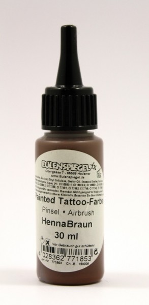 Painted und Airbrush Tattoo Farbe Hennabraun 30 ml Eulenspiegel