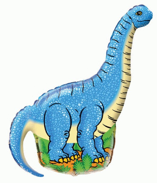 Langhals Dinosaurier Blau Brachiosaurus Folienballon 66cm x 110cm