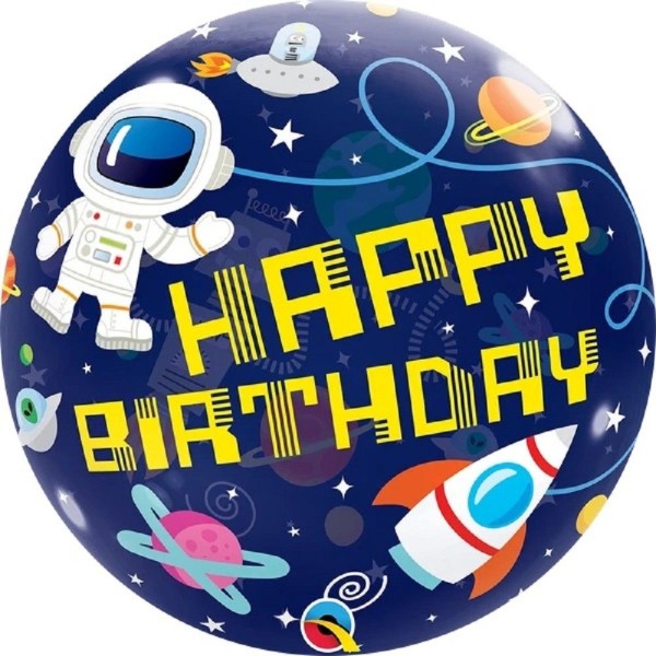 Qualatex Bubble Happy Birthday Outer Space 56cm 22 Inch